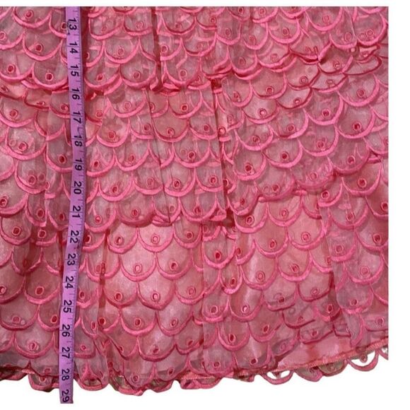 Jovani Strapless A-Line Peach Ruffled Lace Designer Women’s Mermaid Mini Dress 2 - Picture 9 of 14